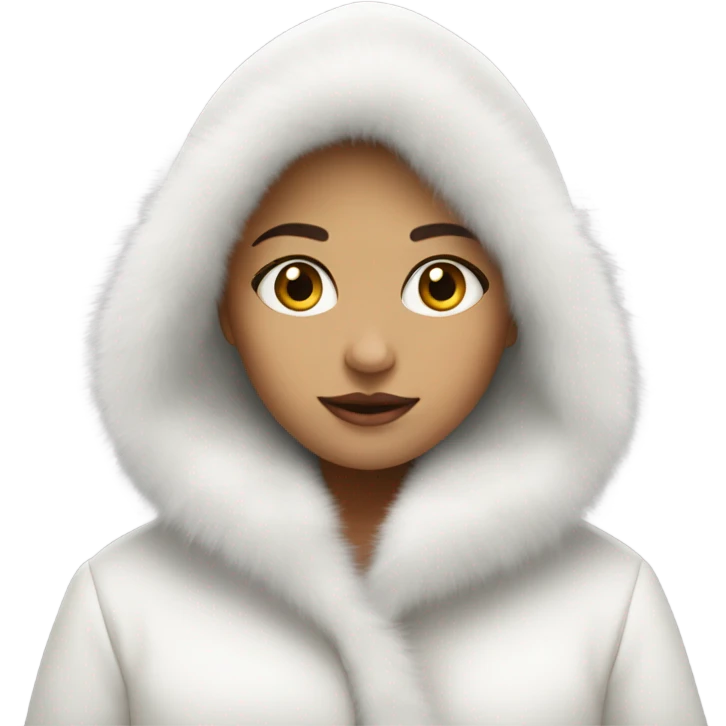 Girl in a big white fur coat with hood on emoji