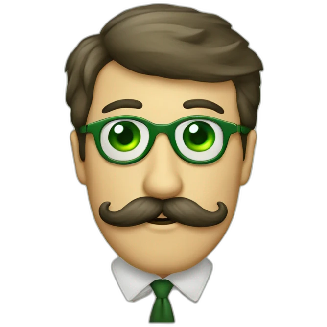 Hombre ojos verdes gafas bigote emoji
