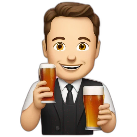 Elon musk qui boit une bière rouge emoji