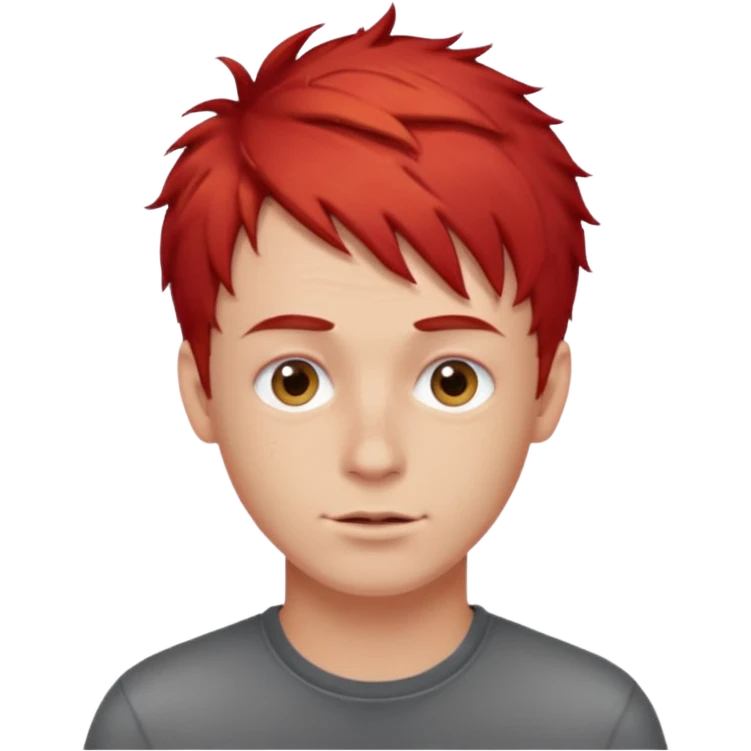 Guy with short eyelashes and red hair messy emoji