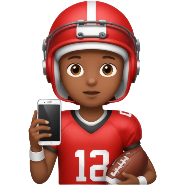 A child is holding a phone and playing football at the same time. emoji
