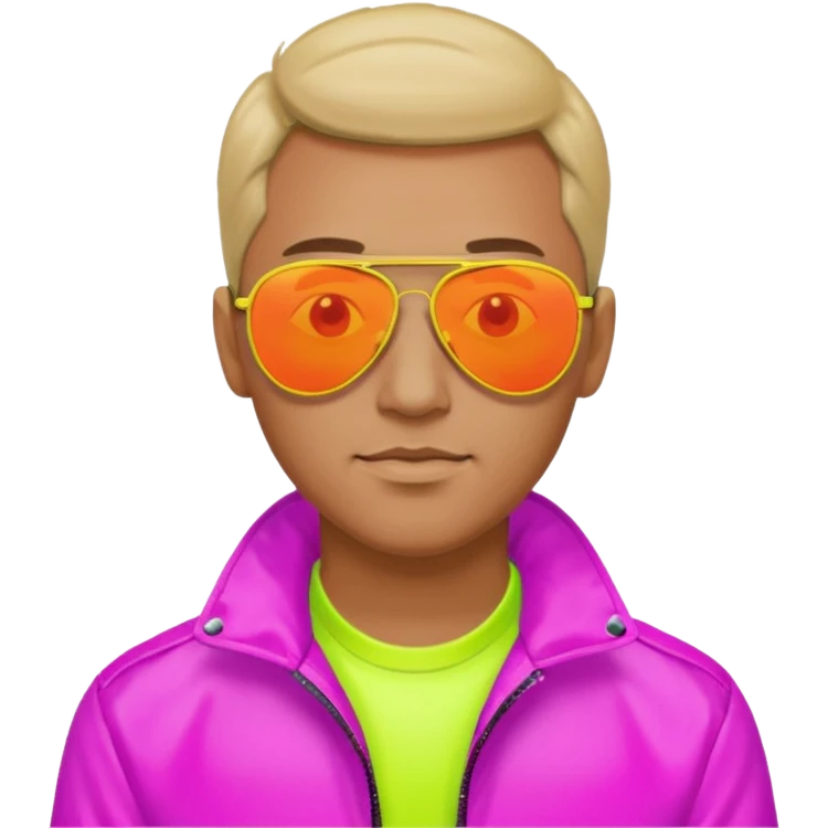 Neon theme man wearing reflective aviator sunglasses emoji