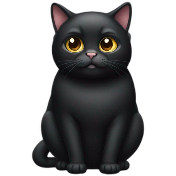 fat black cat whole body emoji