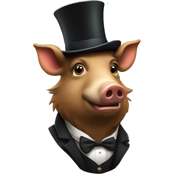 Boar wearing a top hat emoji