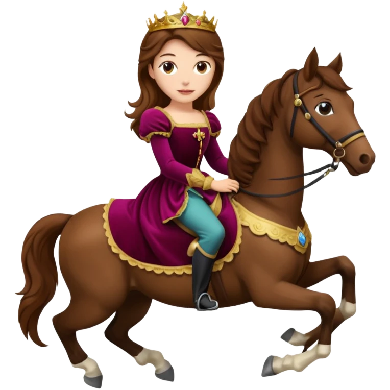 Renaissance princess with brown hair on horse emoji