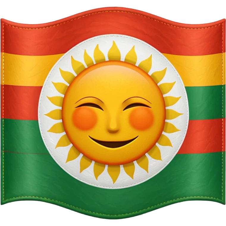 Flag with with 1 red, 1 white and 1 green (in that order) horizontal and an orange/yellow pointed sun in the middle emoji
