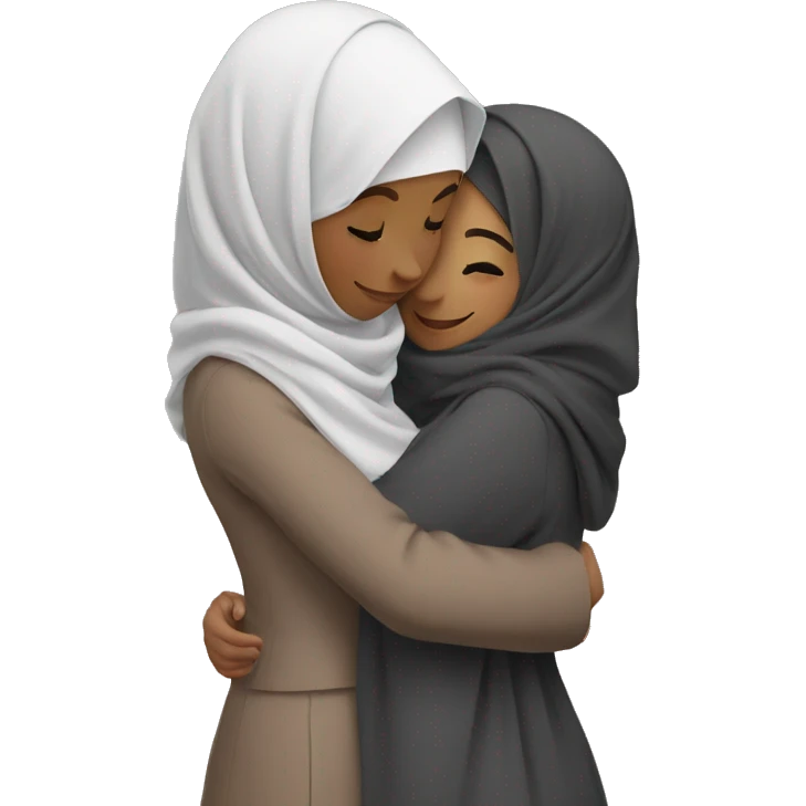 2 hijab girls hugging emoji