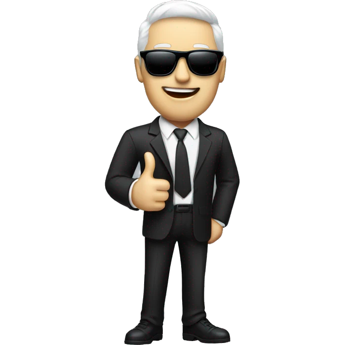 thumbs up man in suit with sunglasses wit blckhair white skin  emoji