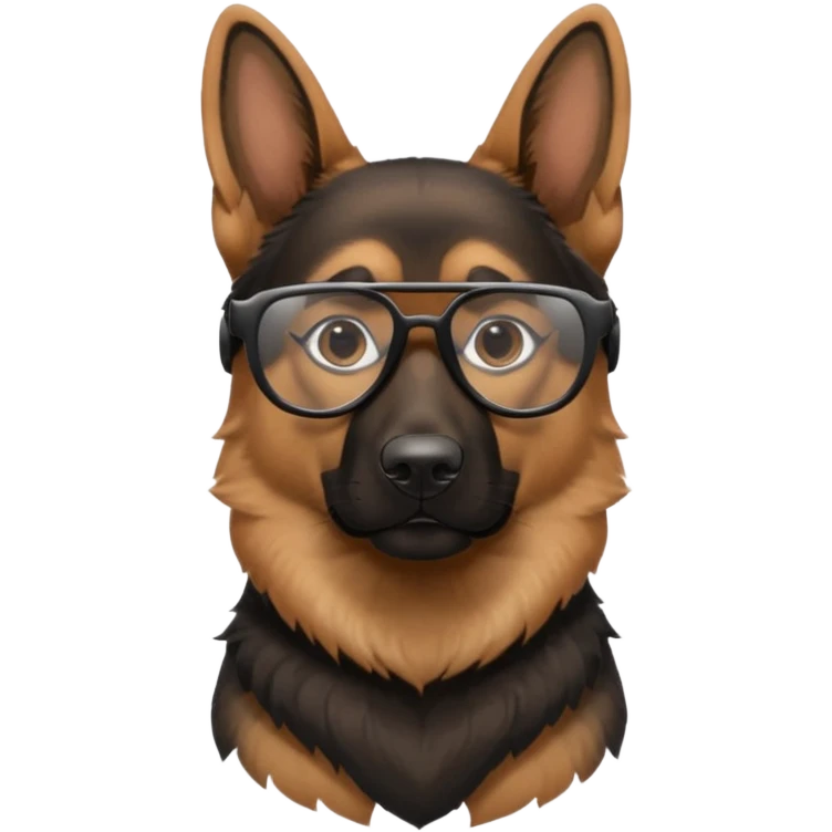 German shepherd wearing cool glasses emoji