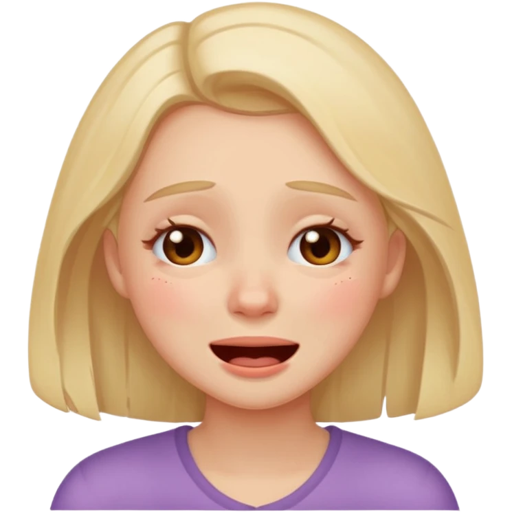 girl with really red face and laugh crying emoji