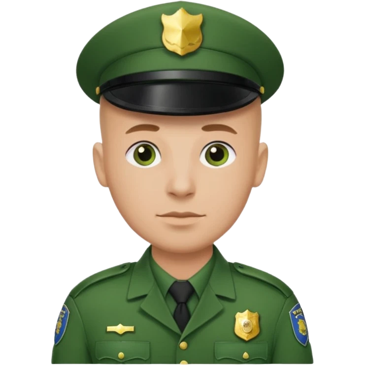 green uniform police bald no cap  emoji