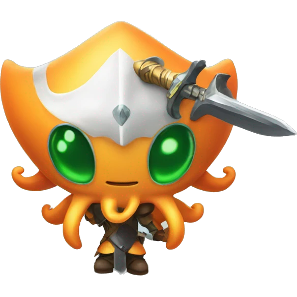 splatoon squid with knights sword and shield emoji