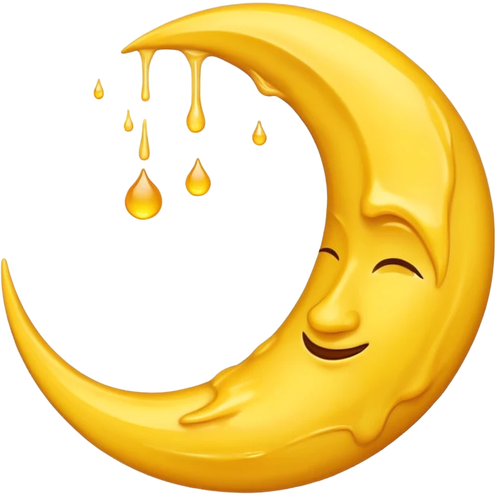 Melting waning crescent moon without any face and should in yellow colour emoji