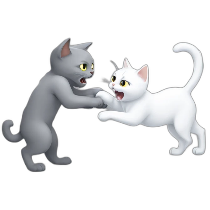white cat fight with little grey cat emoji