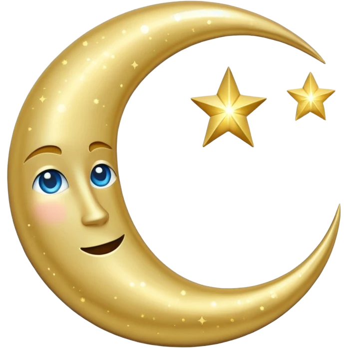 Glitter cian moon emoji
