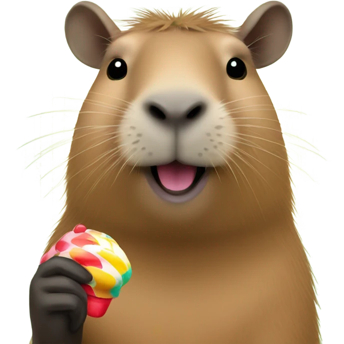 A capybara with a lolie pop  emoji
