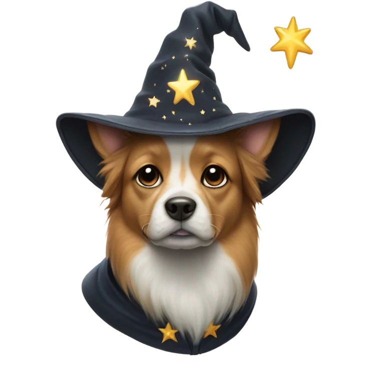 dog wearing a wizard hat emoji