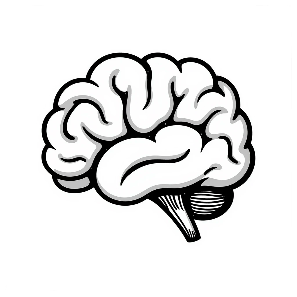 a detailed hand drawn doodle of a brain emoji