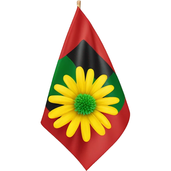 create a tricolour flag, top red , middle yellow, bottom red, and a spider mum spray flower in the middle of the flag emoji