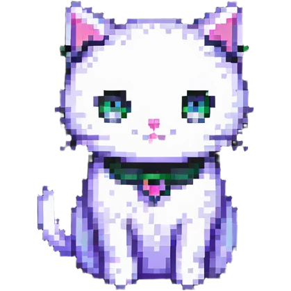 simple and cute cat in pixel art style emoji