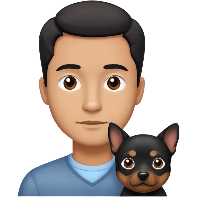 Small black dog with man emoji