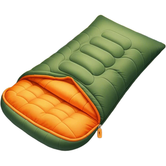 Cinematic Realistic Sleeping Bag, plush and slightly wrinkled, rich fabric texture catching the firelight, glowing with warmth and inviting coziness, nestled within a peaceful campsite. emoji