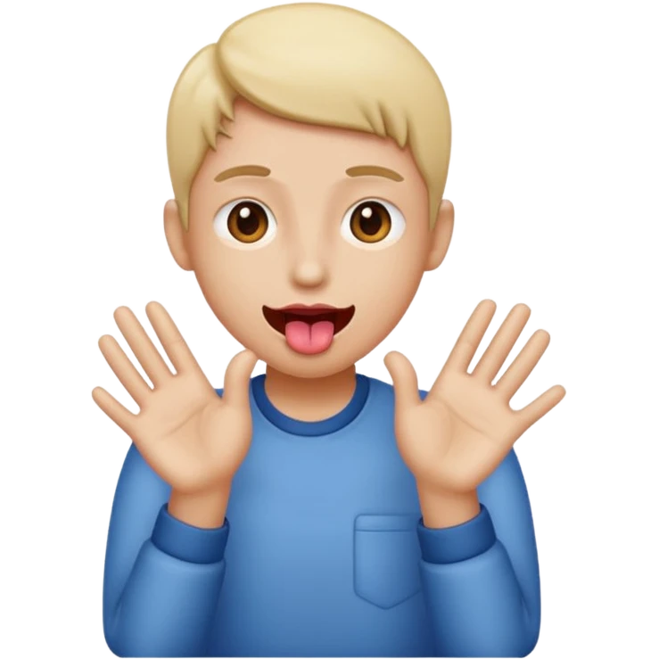tongue out with hands on side emoji
