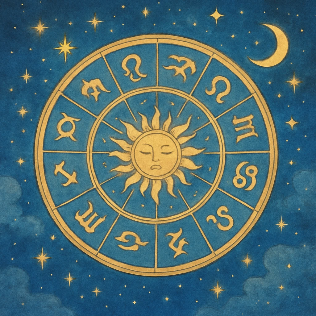 dreamy and magical astrology wheel with stars, celestial vibe emoji