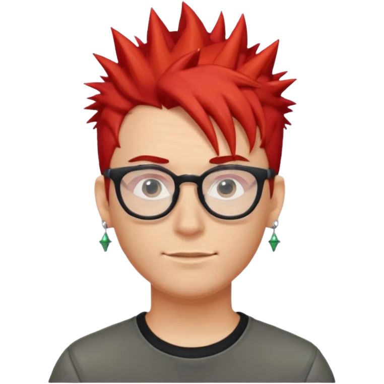 red spiky hair with glassess and earrings guy emoji