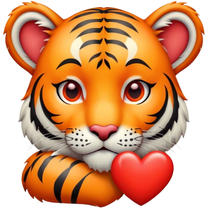 Sad tiger holding heart emoji