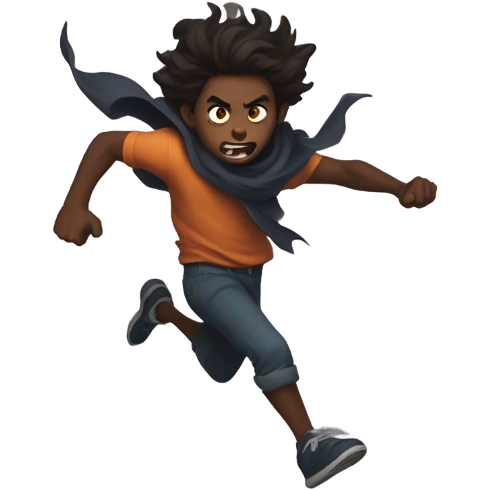 Boy running from demon  emoji