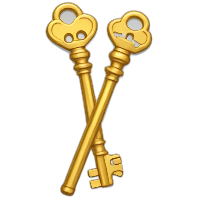 two upright golden crossed skeleton keys emoji