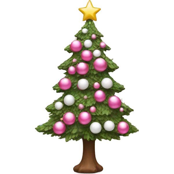 Pink Christmas tree with white ornaments  emoji