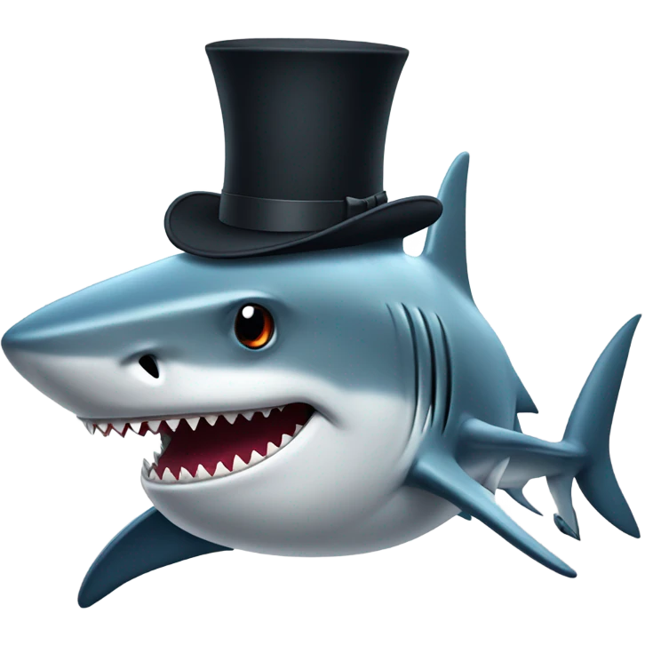 Shark with a top hat emoji