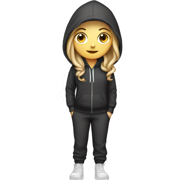 White Girl in a hoodie and pants emoji