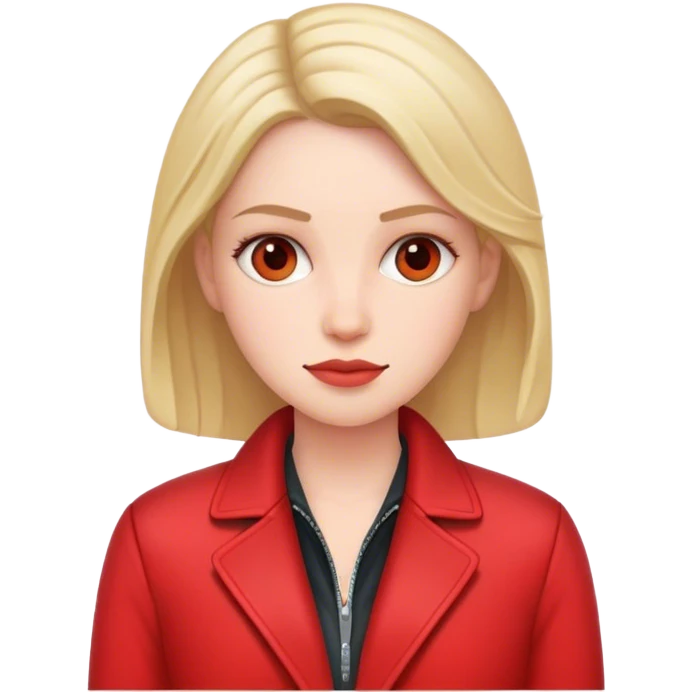 white conservative woman in jacket with red emoji