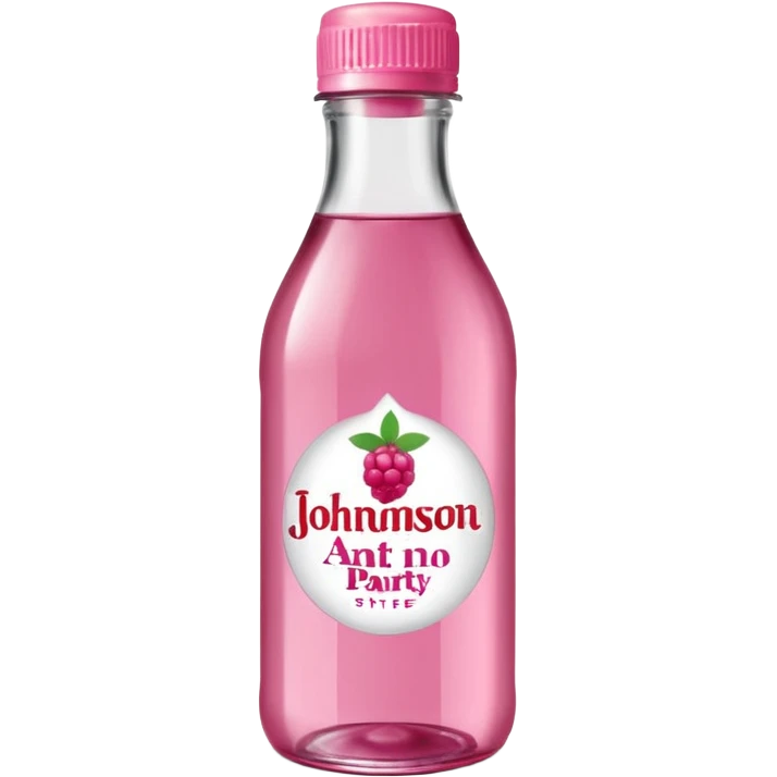 realistic Johnson and Johnson style bottle pink cap pink logo clear bottle with aint no party like a berry party written on the logo with diddy oil and a berry on top bottle emoji