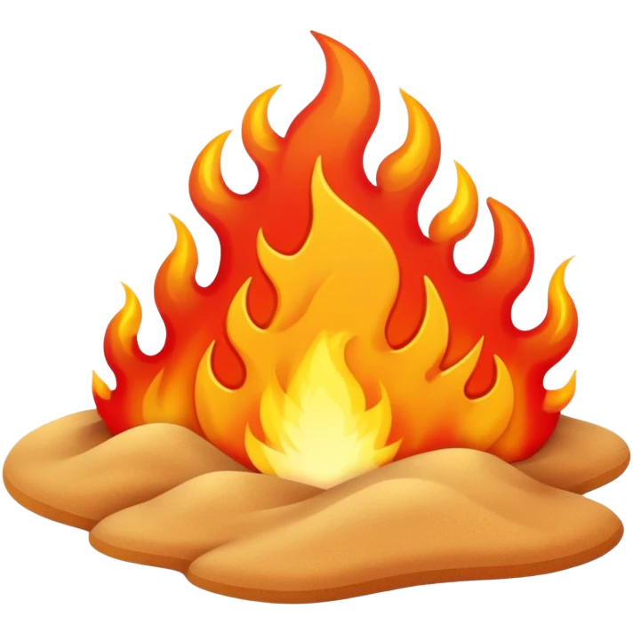 hot desert sand with flames and heat waves rising from it emoji