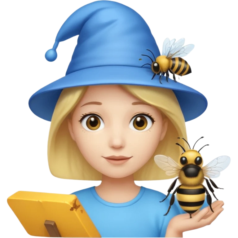 party blue hat bee emoji