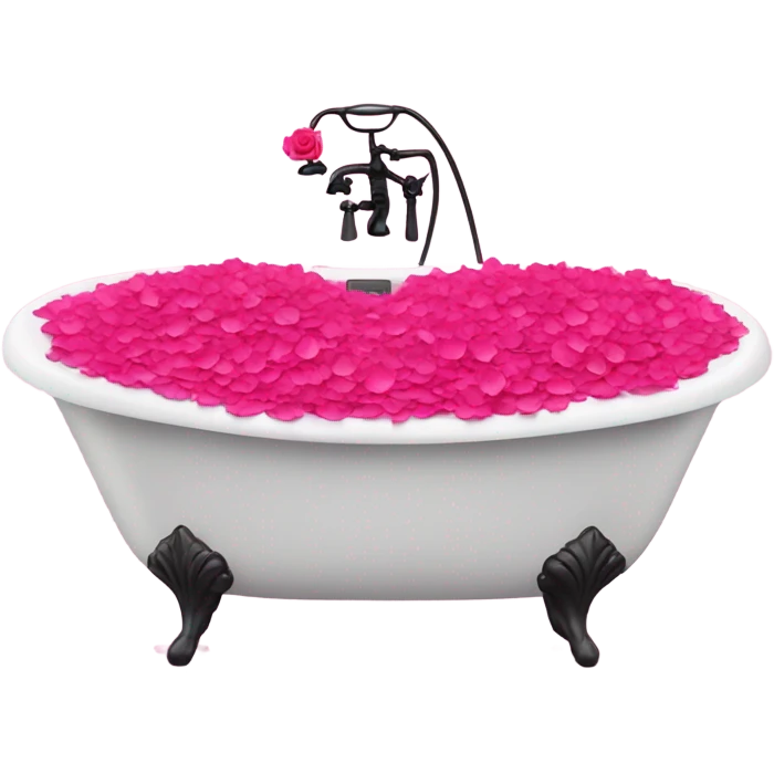 Bathtub filled with pink rose petals  emoji