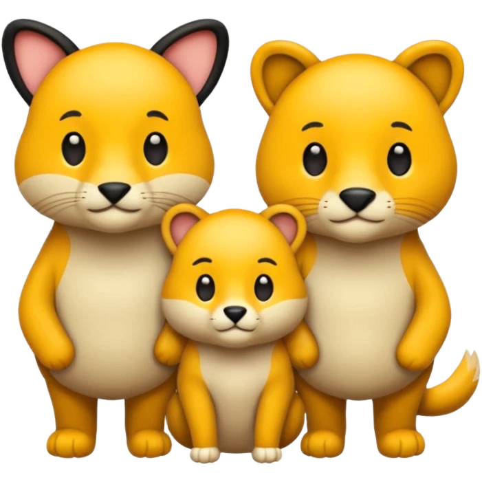animal group with one male and two females emoji
