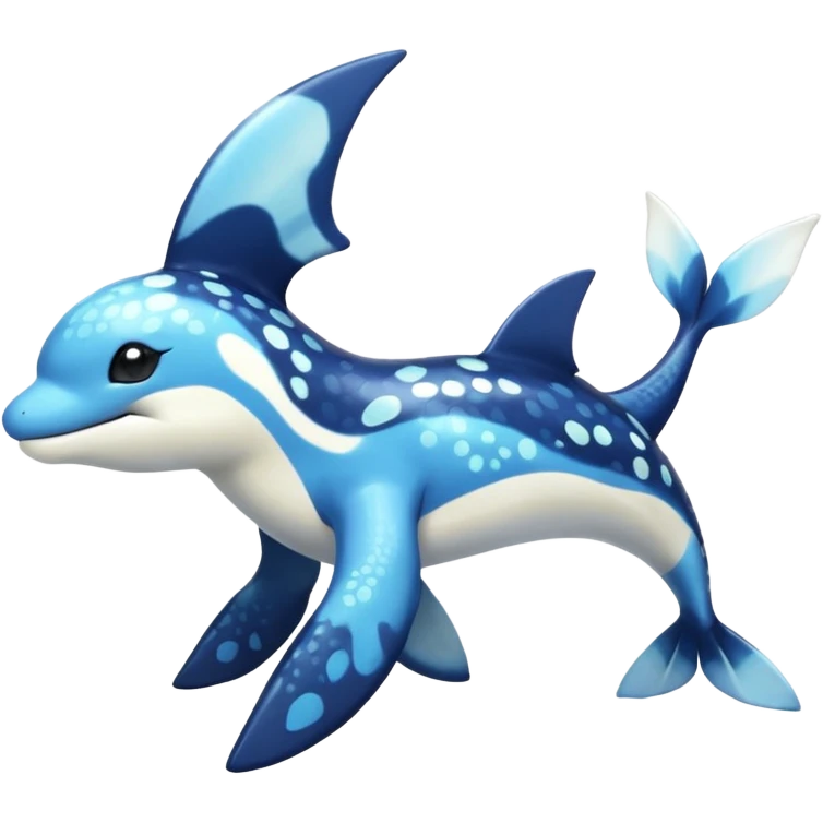 Black and white smooth glossy soft hot spotted Dialga-Orca-Vaporeon-Pokémon-Fakémon-fusion-hybrid-creature (full body), 4-legged,  emoji