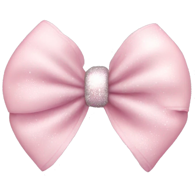 Baby pink bow with silver sparkle and transparent baby pink bubbles emoji