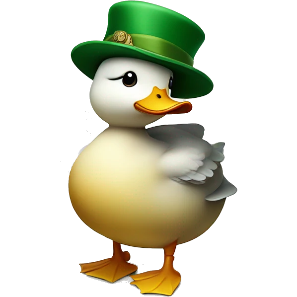 cute chubby duck with hand and wear green hat emoji