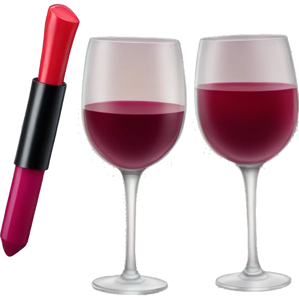 Glass of wine with lipstick emoji
