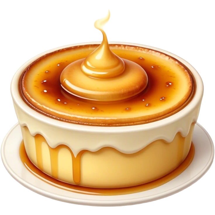 Cinematic Realistic Cr√®me Br√ªl√©e Dessert Emoji, depicted as a rich custard with a perfectly caramelized sugar top rendered with exquisite textures and warm, inviting lighting. emoji