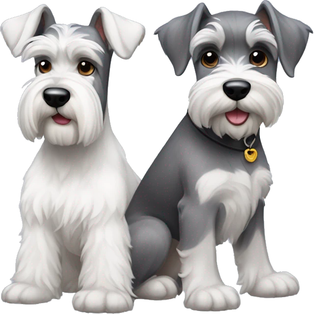 One big gray and dark eyed schnauzer with one small all white schnauzer puppy emoji