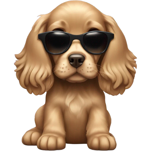 Cocker Spaniel puppy wearing sunglasses emoji