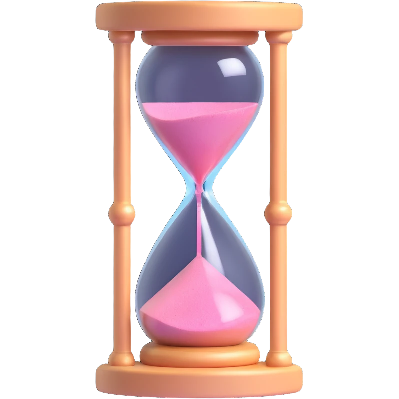minimal 3D gothic hourglass with pink sand, simple and elegant emoji