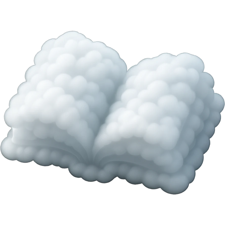 thick open book made entirely of small very bright white fluffy convex clouds, matte glass style, emphasis on volume and airiness, no background emoji
